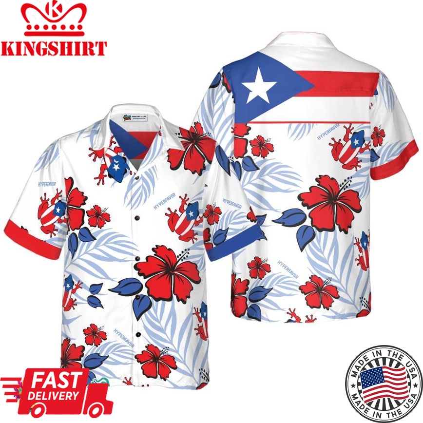 Puerto Rico Common Coqu Flag Hawaiian Shirt