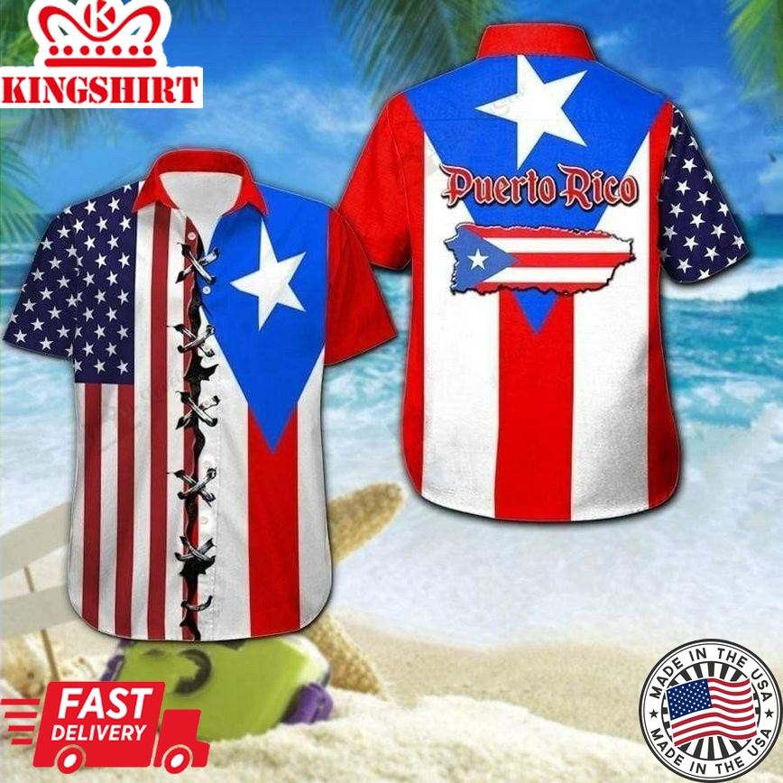 Puerto Rico Flag Trendy Hawaiian Shirt