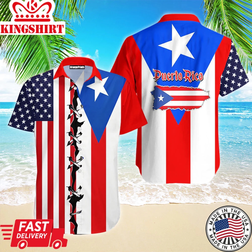 Puerto Rico Flag Trendy Hawaiian Shirt For Men & Women