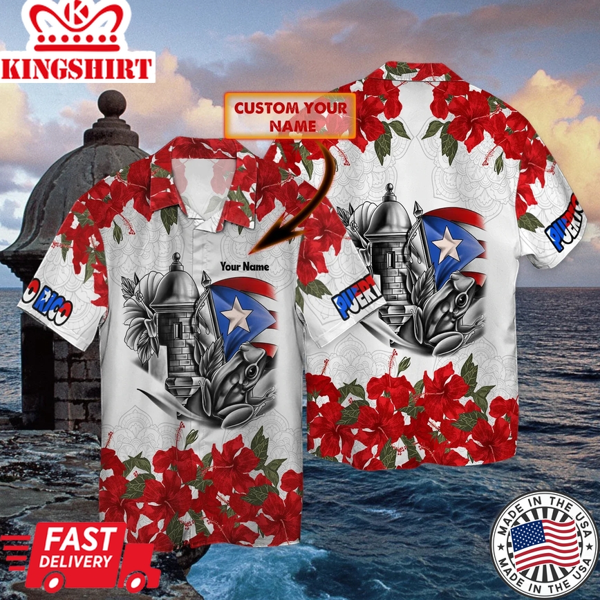 Puerto Rico Trendy Hawaiian Shirt- Personalized Name 3D Hawaiian