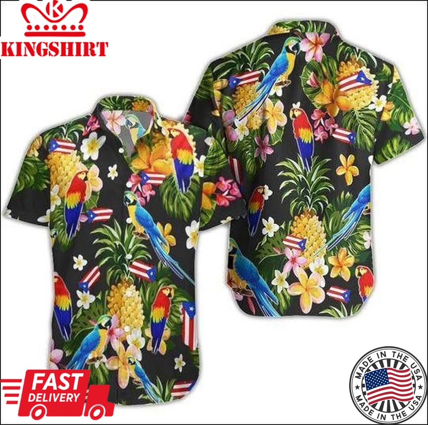 Puerto Rico Tropical Trendy Hawaiian Shirt For Men & Women