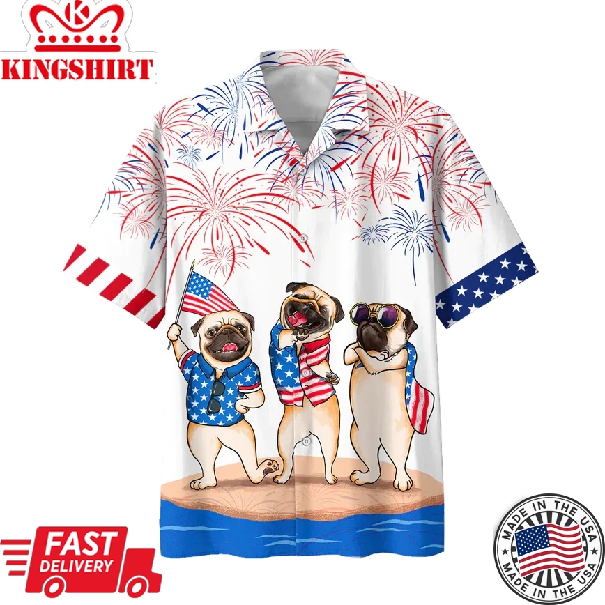 Pug 4Th Of July Trendy Hawaiian Shirt Independence Day Is Coming, Usa Patriotic Trendy Hawaiian Shirt