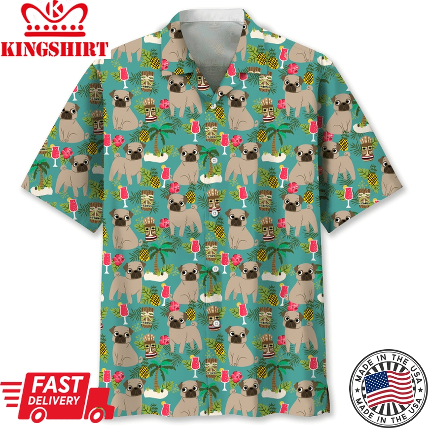 Pug Hawaiian Beach Shirt