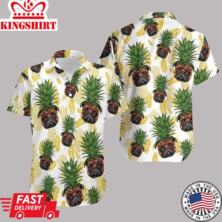 Pug Pineapple Head Dog Love Hawaiian Shirt