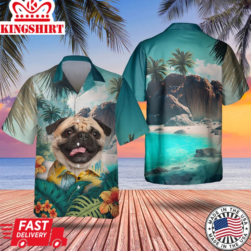 Pug Trendy Hawaiian Shirt, Dog Lover Trendy Hawaiian Shirt, Summer Gift For Men And Women