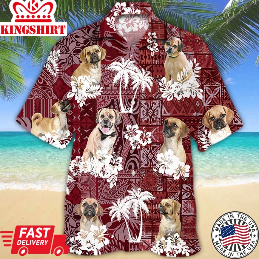 Puggle Dog Trendy Hawaiian Shirt, Gift For Dog Lover Shirts, Men's Trendy Hawaiian Shirt, Summer Hawaiian Aloha Shirt