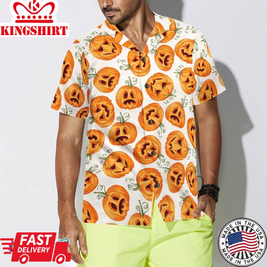 Pumpkin Pattern Halloween Hawaiian Shirt, Halloween Shirt For Men And Women