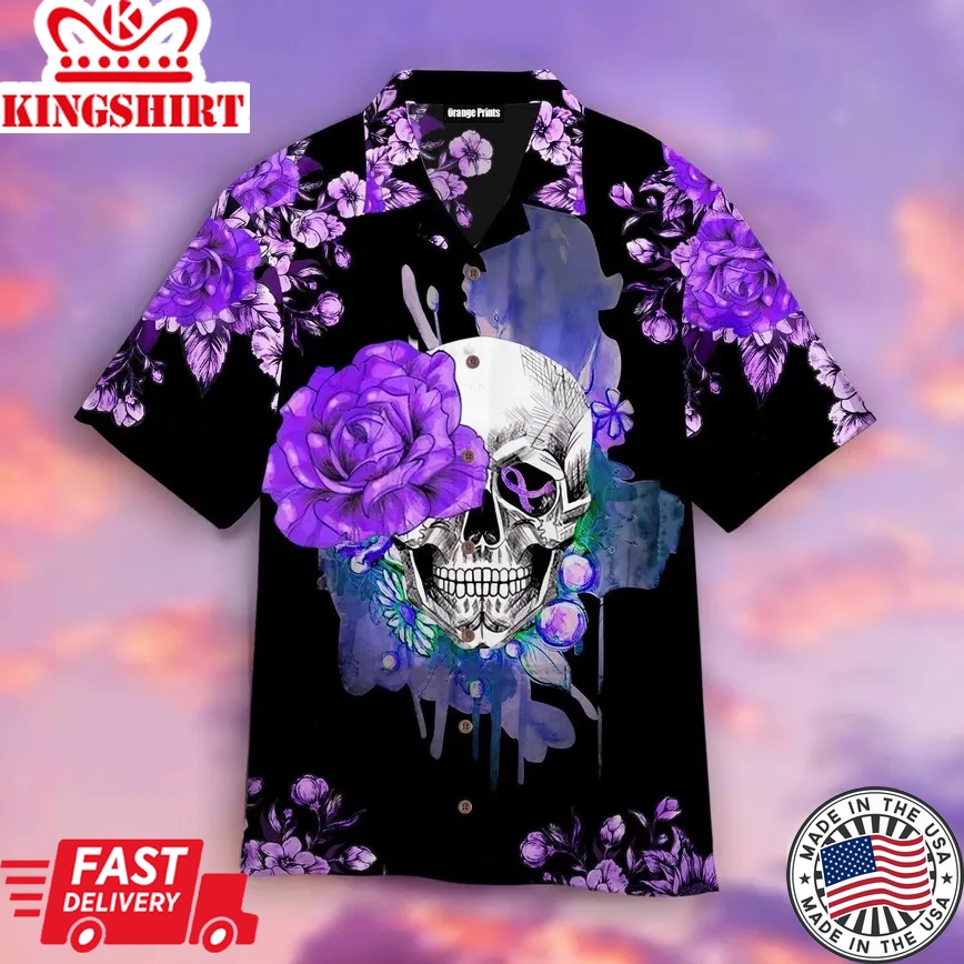 Purple Skull Trendy Hawaiian Shirt For