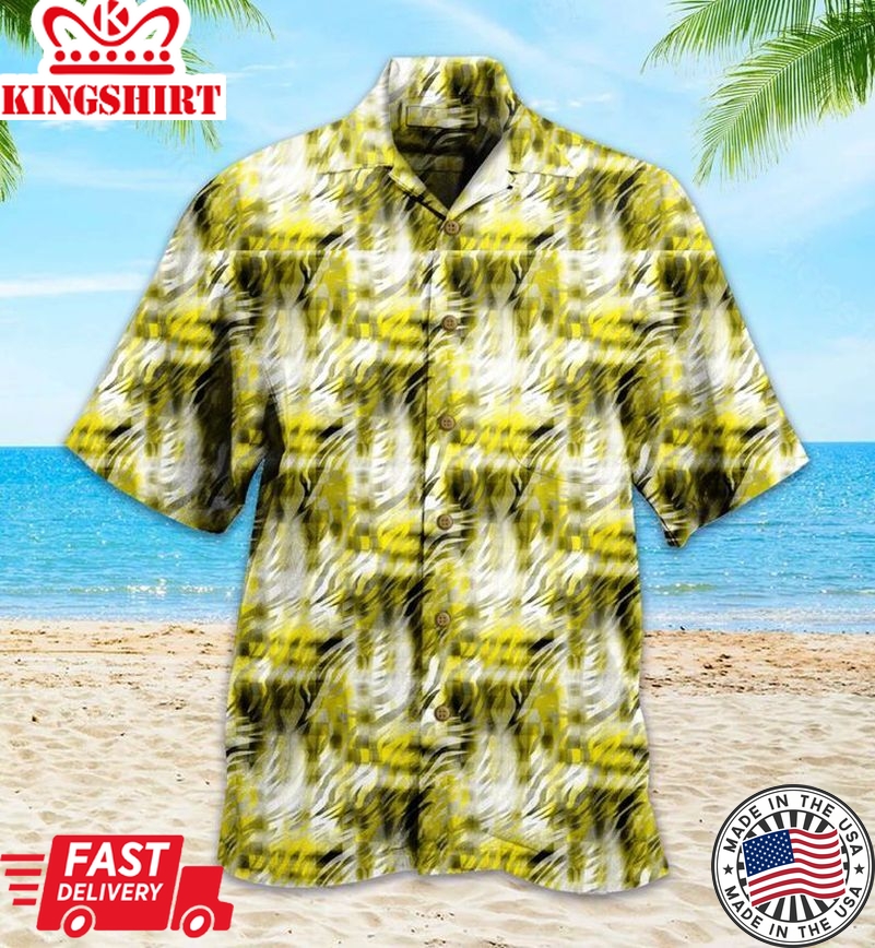 Purple Zebra Yellow Trendy Hawaiian Shirt 3D