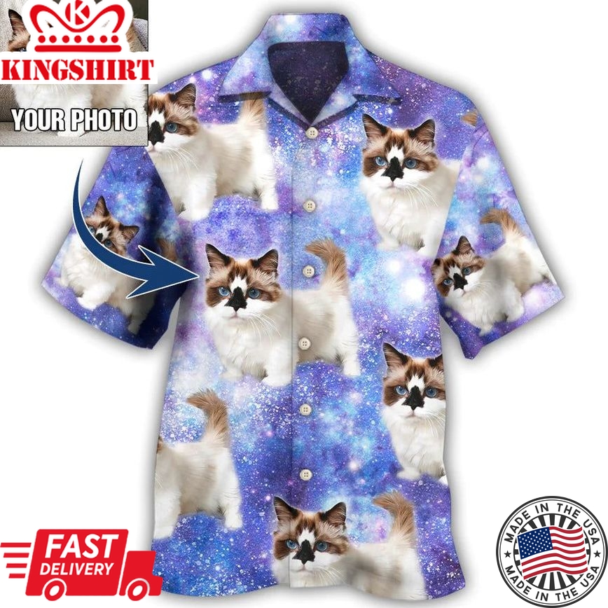 Purrfectly Personalized: Cat Photo Hawaiian Shirt