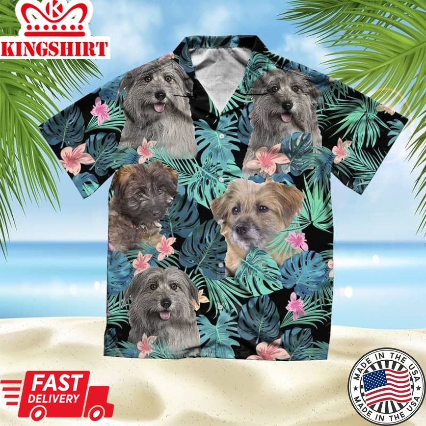 Pyrenean Shepherd Dog Summer Leaves Trendy Hawaiian Shirt, Shepherd Trendy Hawaiian Shirt, Aloha Shirt For Dog Lover Summer Gifts