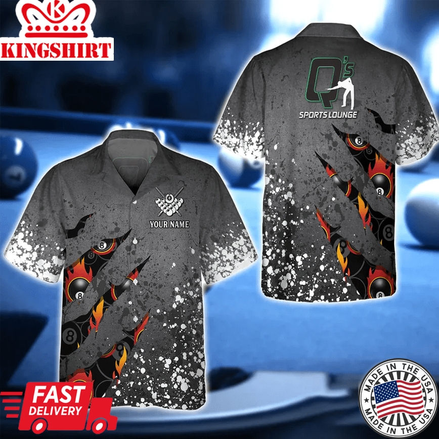 Q's Team Billiards 8 Balls Paint Splash 3D Trendy Hawaiian Shirt, Billiard Team Uniform, Gift For Billiard Players