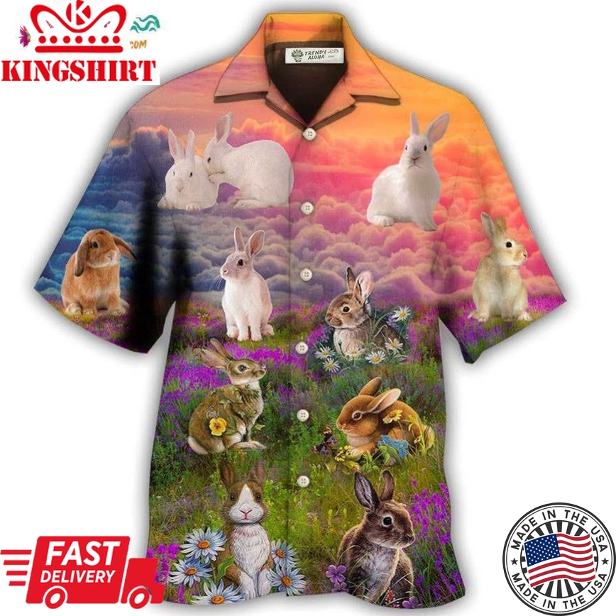 Rabbit Beautiful Floral Grass Hawaiian Shirt