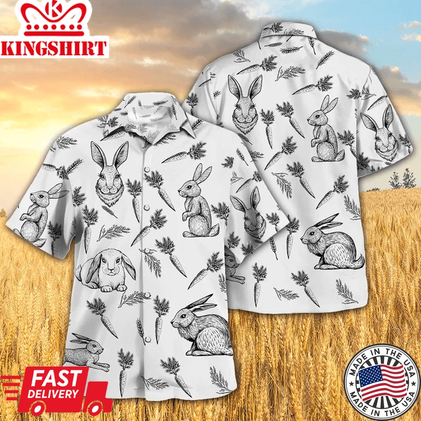 Rabbit Pattern All Over Printed 3D Trendy Hawaiian Shirt