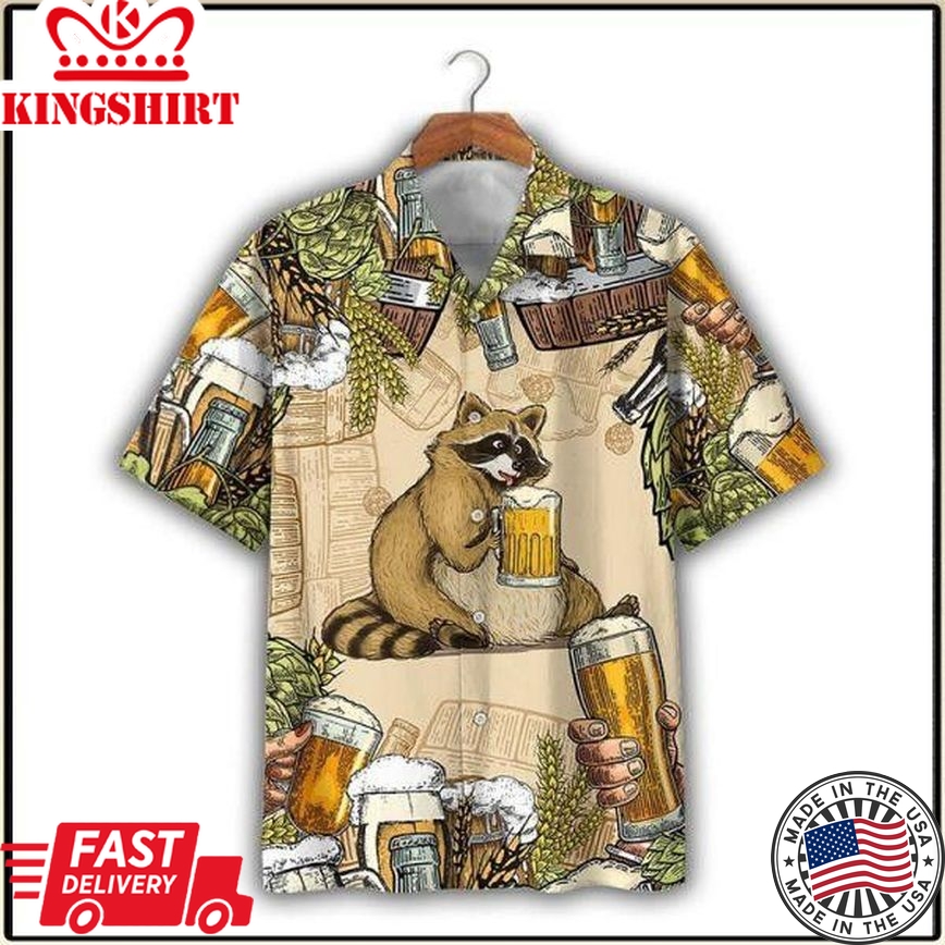 Raccoon And Beer Trendy Hawaiian Shirt