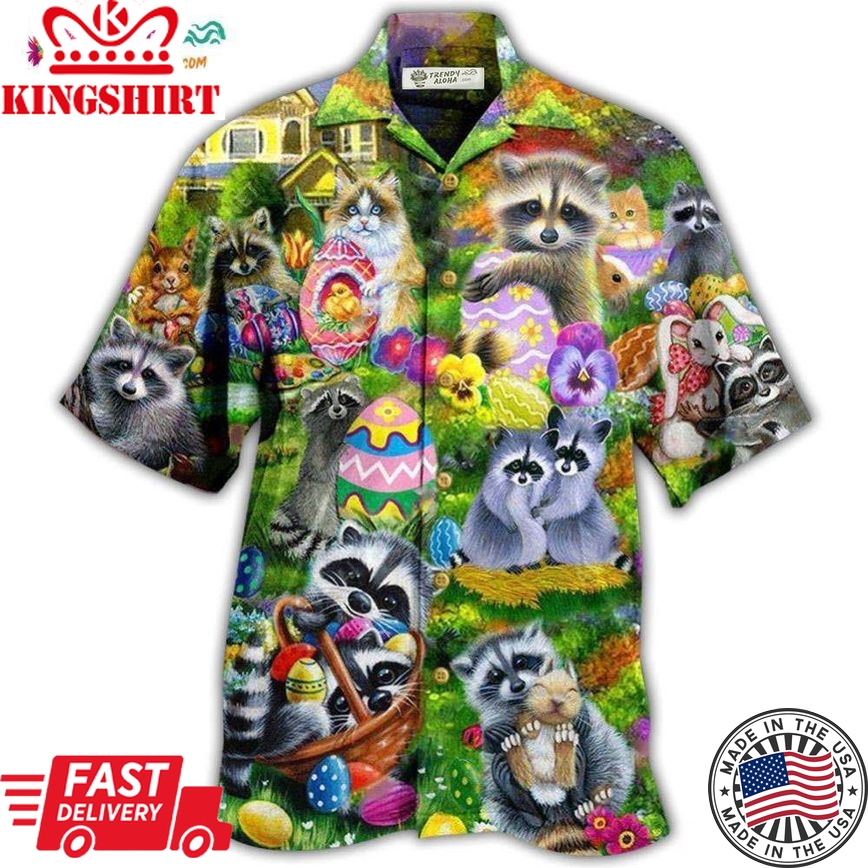 Raccoon Animals I Am Just Here For The Eggs Harmony Hawaiian Shirt