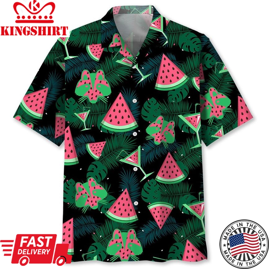 Raccoon Watermelon Trendy Hawaiian Shirt