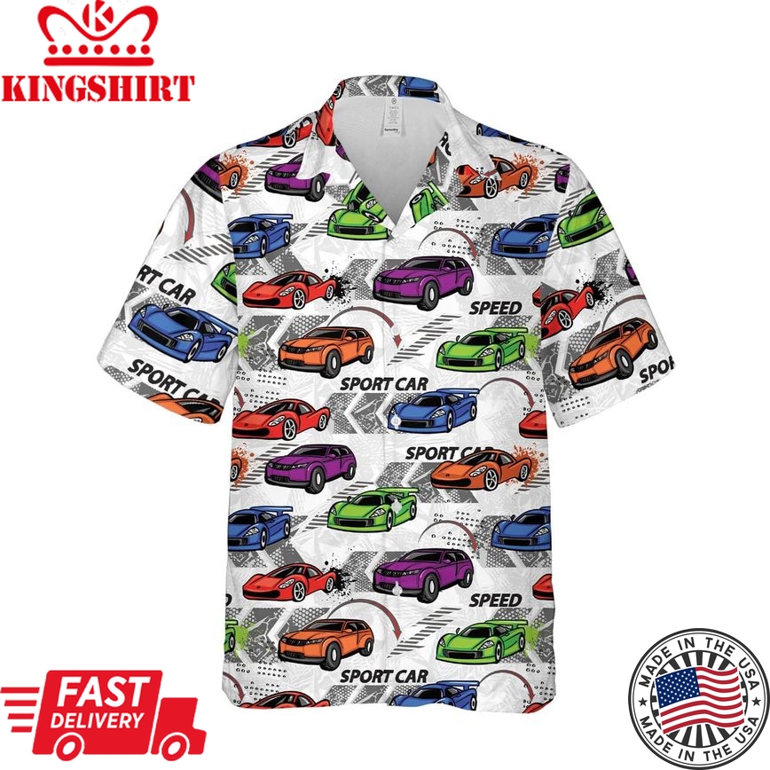 Racing Car Hawaiian Shirt Sport Cars Speed White Hawaii Aloha Shirt