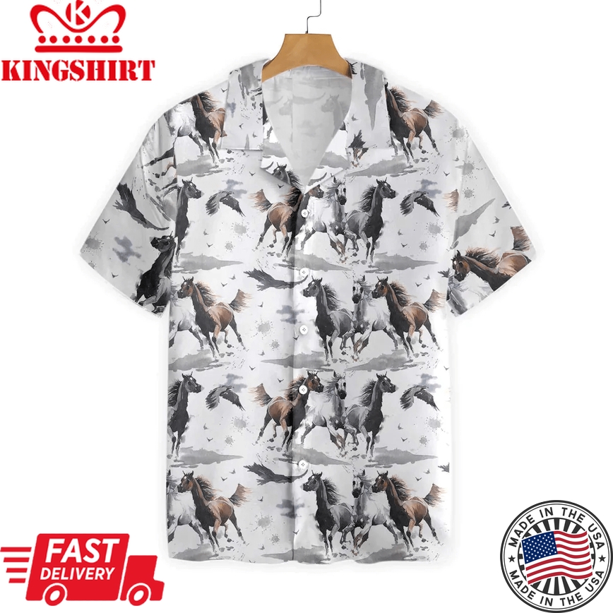 Racing Horses All Printed 3D Trendy Hawaiian Shirt, Summer Gifts For Men And Women