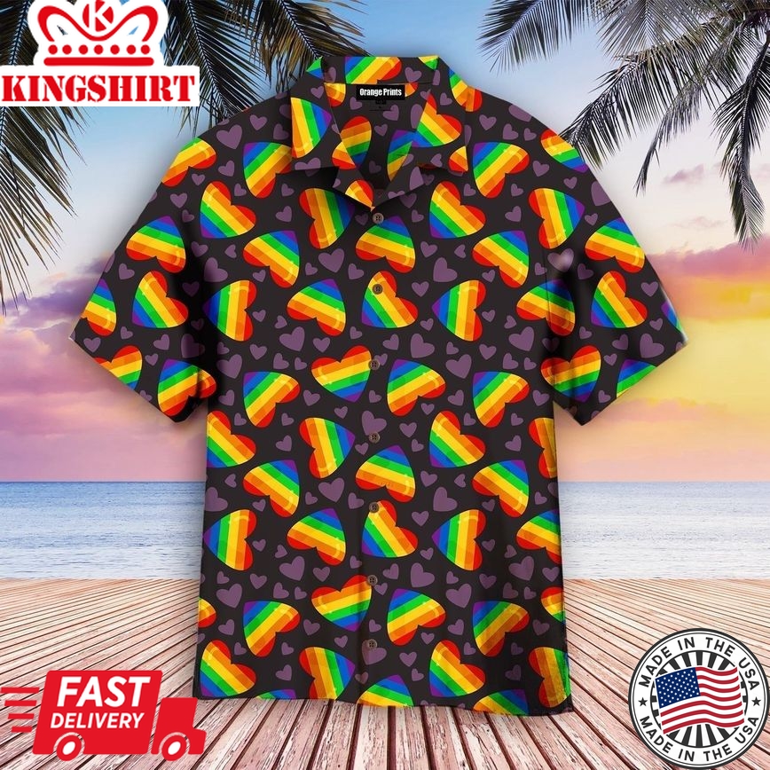 Rainbow Heart Lgbt Aloha Hawaiian Shirts For Men & For Women |