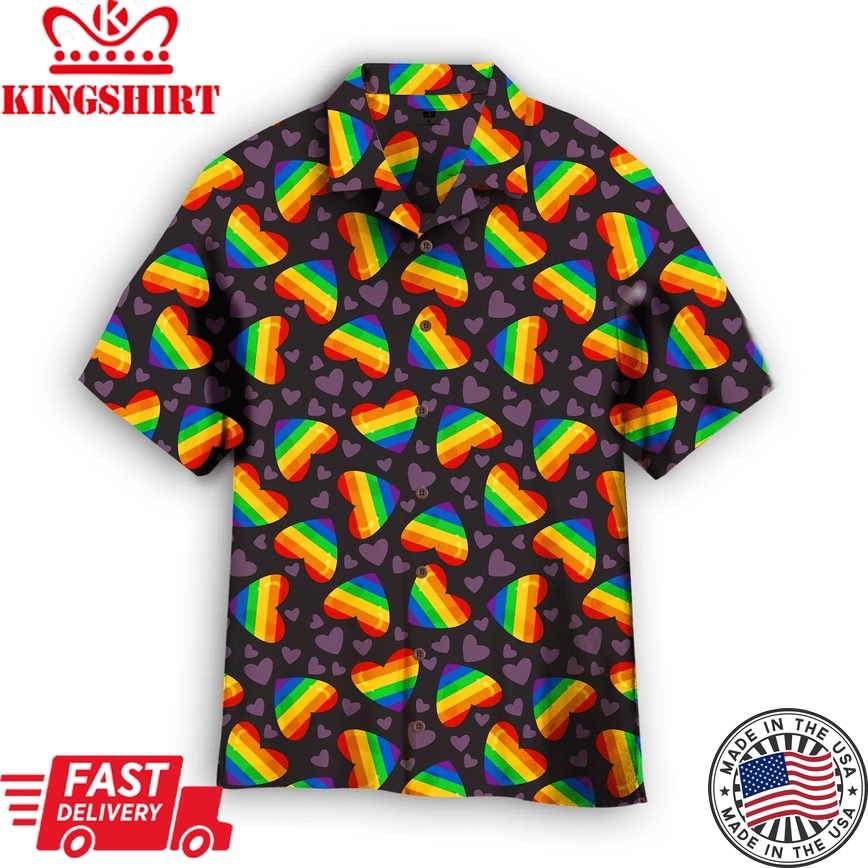 Rainbow Heart Lgbt Trendy Hawaiian Shirt