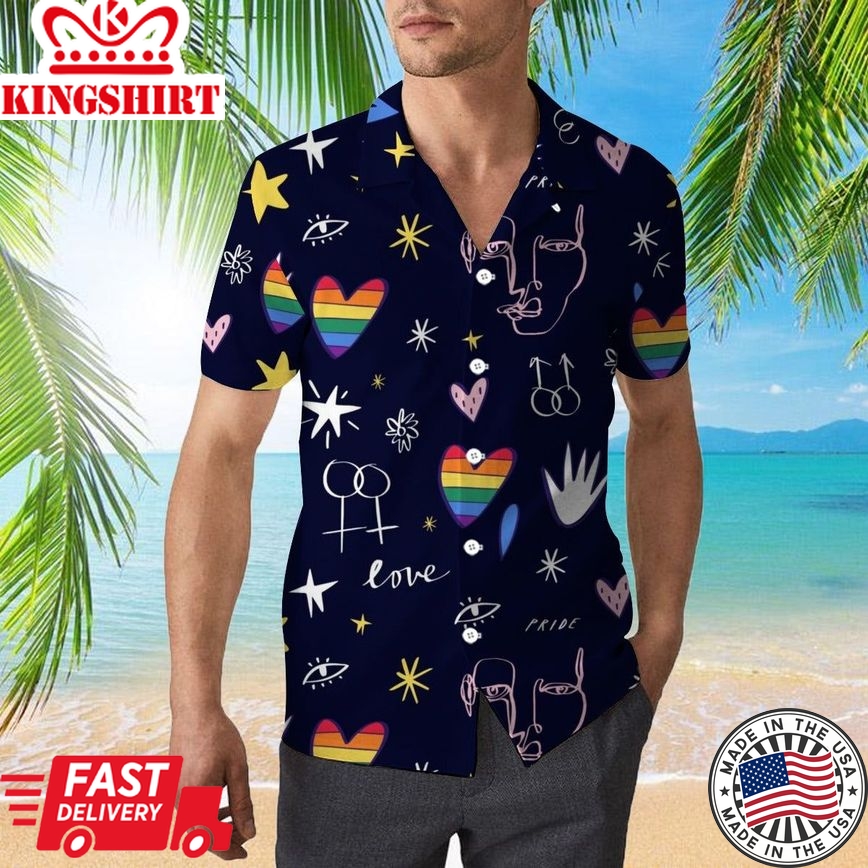 Rainbow Heartbeats: Heart Rainbow Color Hawaiian Shirt