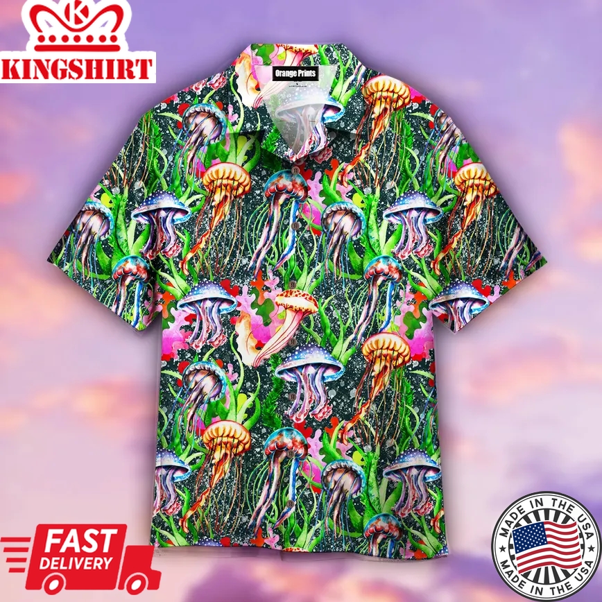 Rainbow Jellyfish Trendy Hawaiian Shirt For