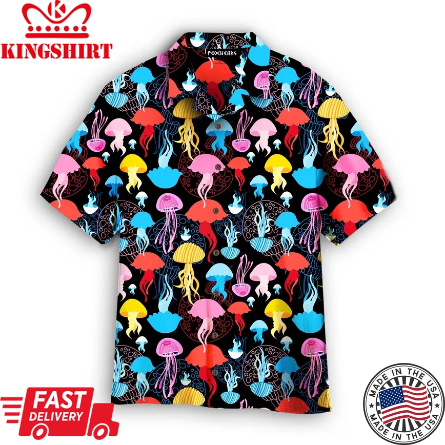 Rainbow Jellyfish Trendy Hawaiian Shirt For Aloha Shirt