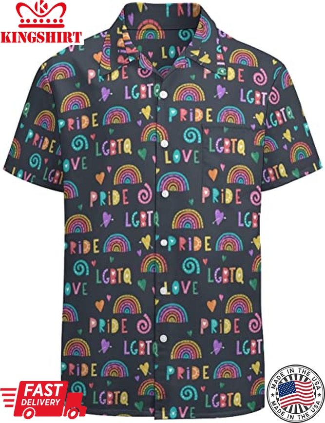 Rainbow Lgbt Print Summer Hawaiian Shirts Beach Shirts Gift