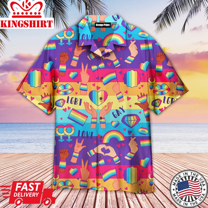 Rainbow Lgbt Rights Symbols Aloha Hawaiian Shirts For Men & For Women |