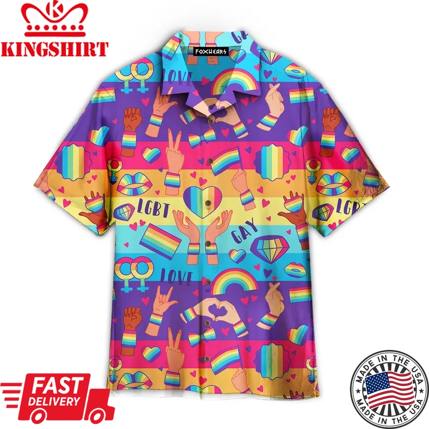 Rainbow Lgbt Rights Symbols Trendy Hawaiian Shirt