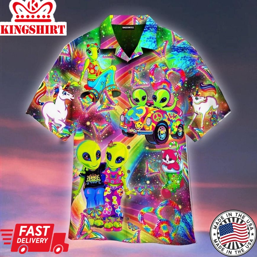 Rainbow Sweet Alien Trendy Hawaiian Shirt For