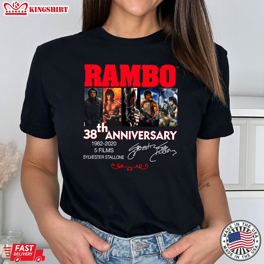 Rambo 38th Anniversary 1982-2020 Sylvester Stallone T-Shirt