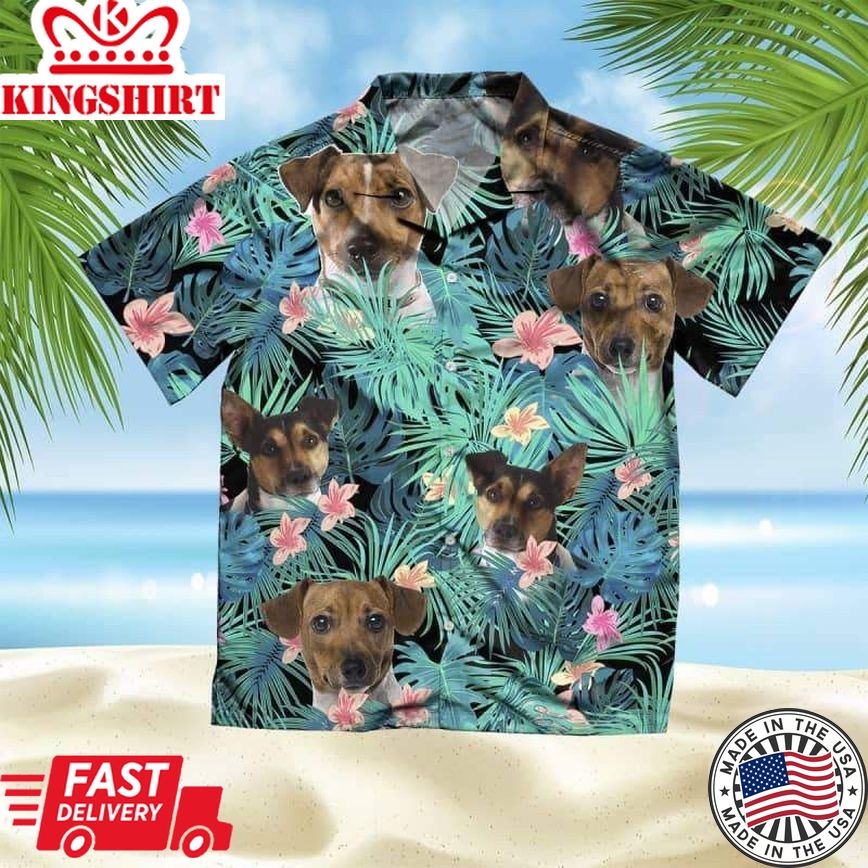 Rat Terrier Trendy Hawaiian Shirt, Dog Summer Leaves Trendy Hawaiian Shirt, Unisex Print Aloha Short Sleeve Casual Shirt Summer Gifts