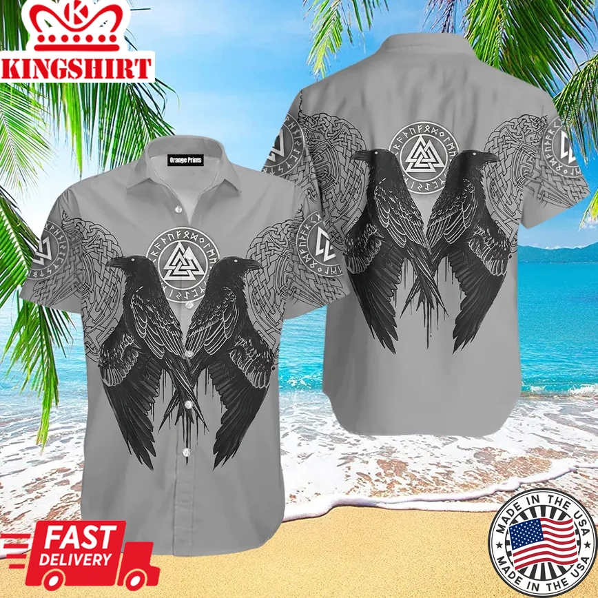 Raven Valknut Viking Trendy Hawaiian Shirt For