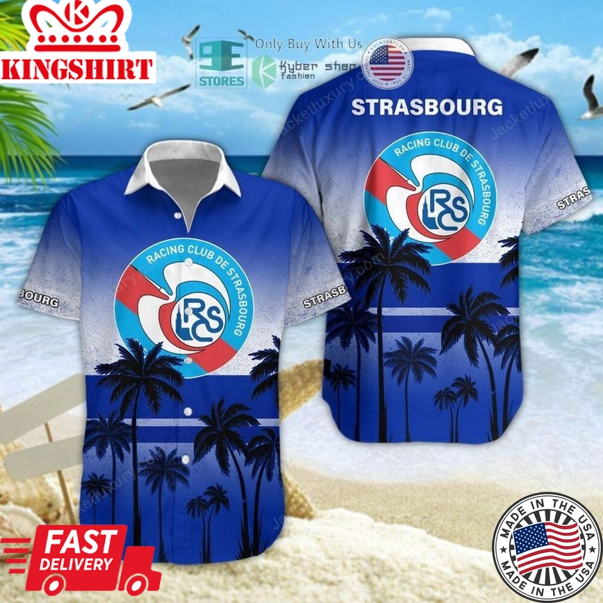 Rc Strasbourg Alsace Palm Tree Trendy Hawaiian Shirt Aloha Shirt