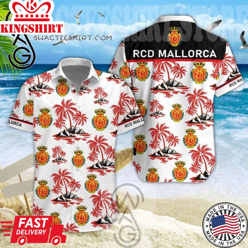 Rcd Mallorca Coconut Tree White Black Trendy Hawaiian Shirt Aloha Shirt