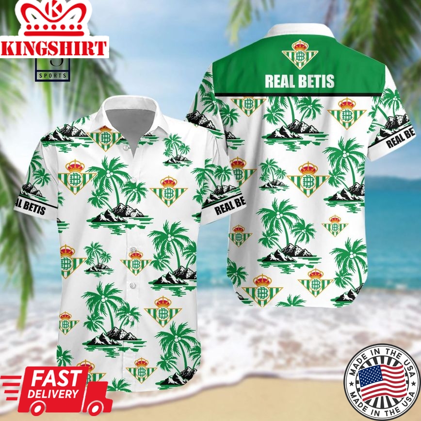 Real Betis Coconut Tree White Green Trendy Hawaiian Shirt V1 Aloha Shirt