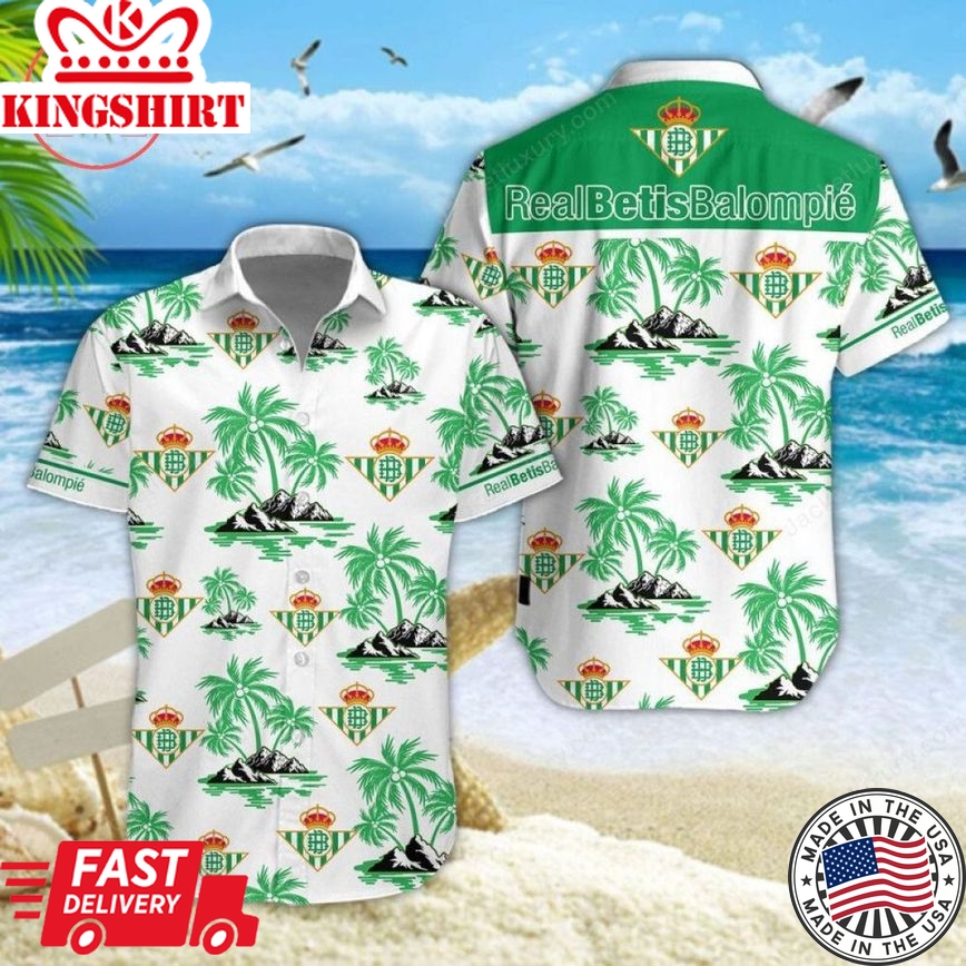 Real Betis Coconut Tree White Green Trendy Hawaiian Shirt V2 Aloha Shirt