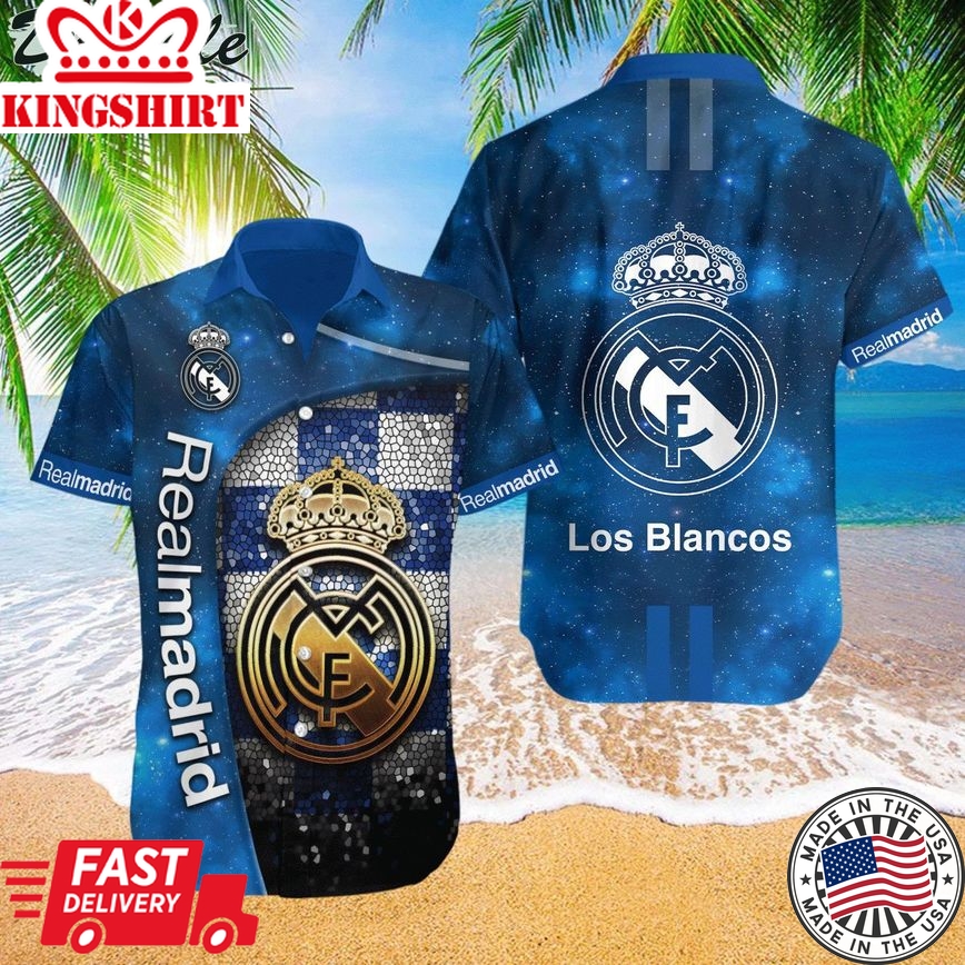 Real Madrid Los Blancos Blue Trendy Hawaiian Shirt Aloha Shirt