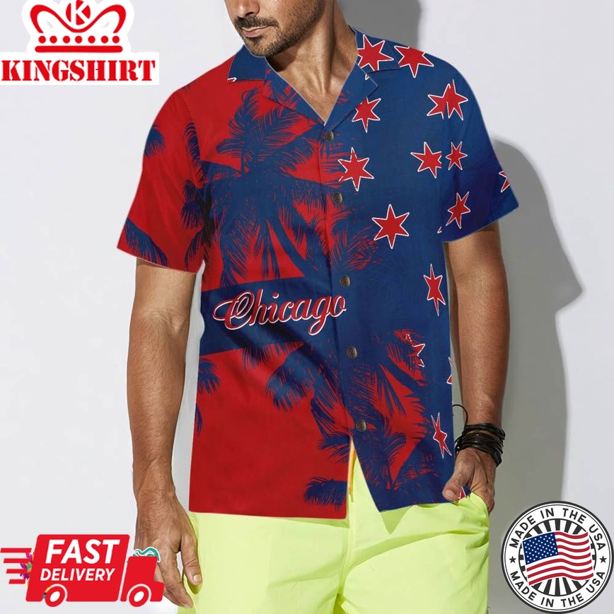 Red & Blue Chicago Hawaiian Shirt