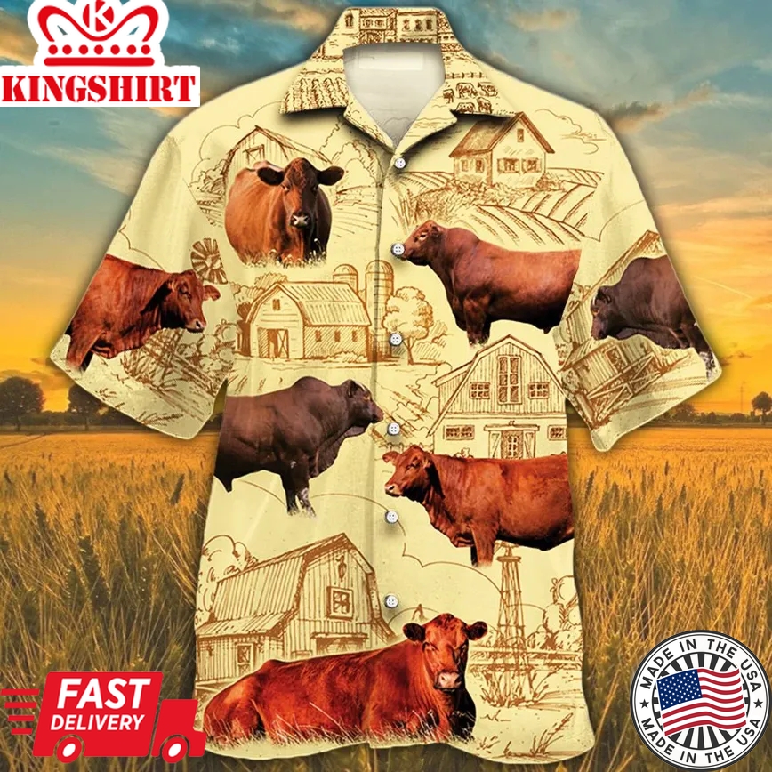 Red Angus Cattle 2 Lovers Farm Trendy Hawaiian Shirt, Cow Trendy Hawaiian Shirt For Summer Gifts