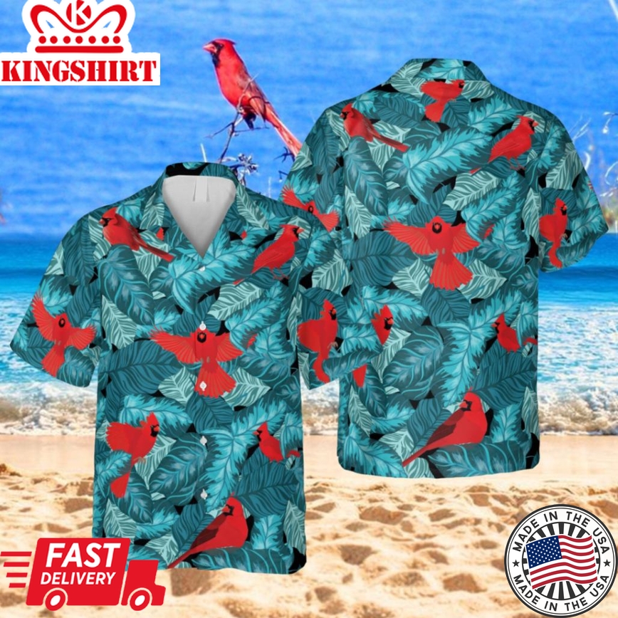 Red Cardinal Blue Hawaii T-Shirt, Summer Outfit For Men