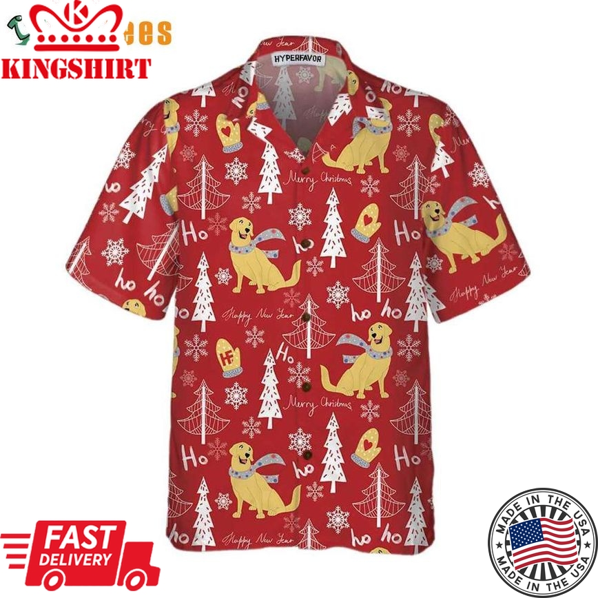 Red Christmas Golden Retriever Trendy Hawaiian Shirt, Xmas Trendy Hawaiian Shirt Perfect Gifts For Your Loved Ones