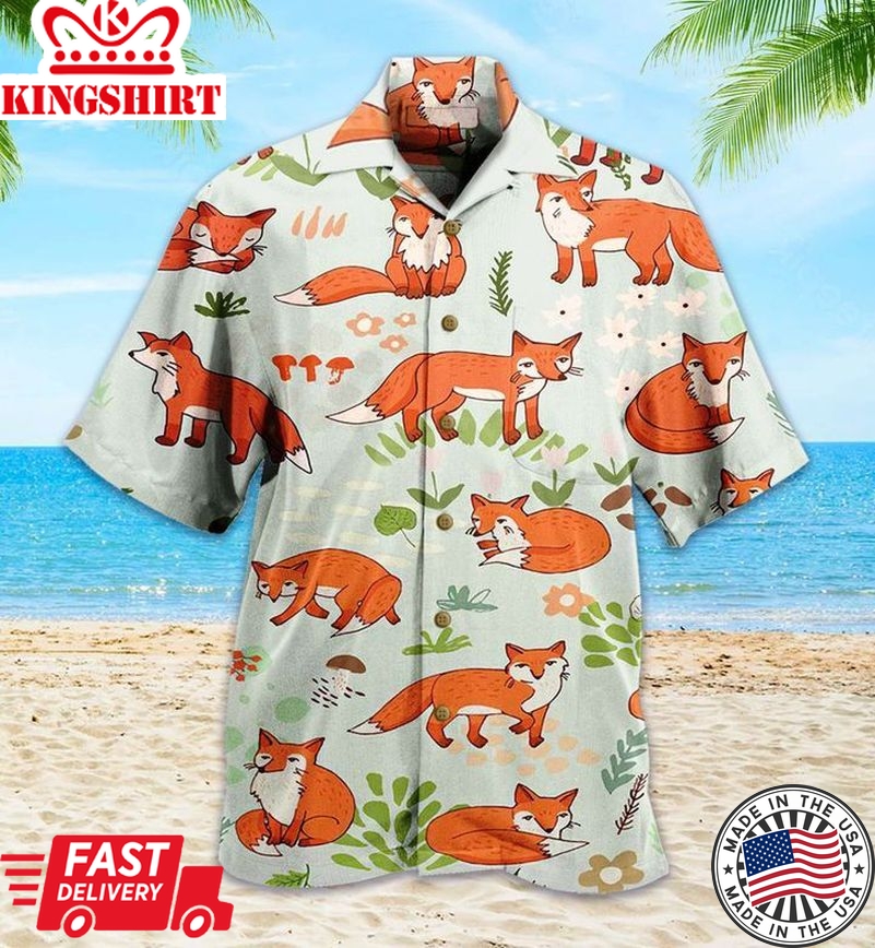 Red Fox Trendy Hawaiian Shirt 3D, Fox Lover Trendy Hawaiian Shirt For Summer Gifts