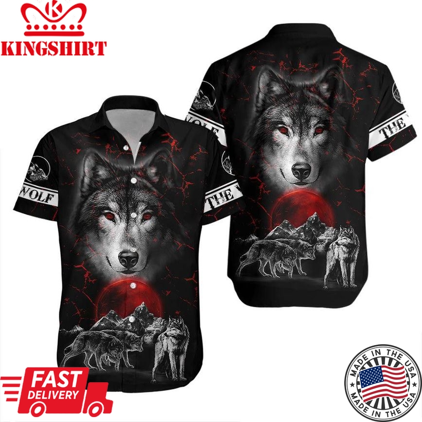 Red Moon Wolf Trendy Hawaiian Shirt