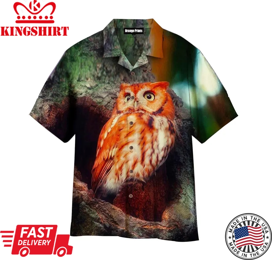 Red Owl Trendy Hawaiian Shirt For