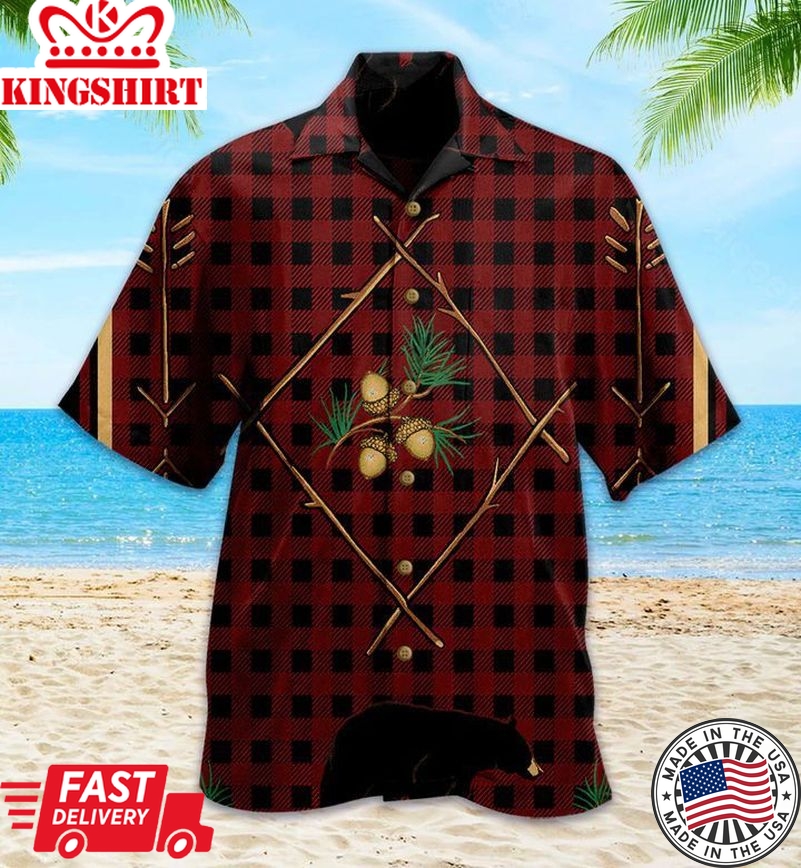 Red Plaid Bear Trendy Hawaiian Shirt 3D Summer Gifts