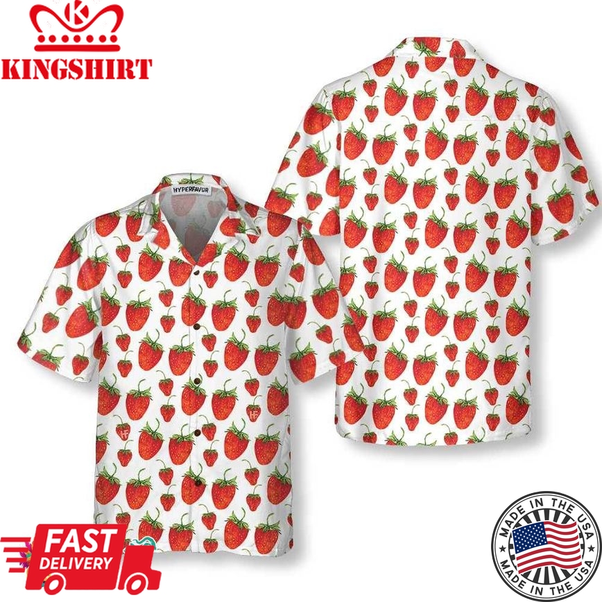 Red Strawberry Hawaiian Shirt, Strawberry Shirt For Men & Women, Strawberry Print Shirt