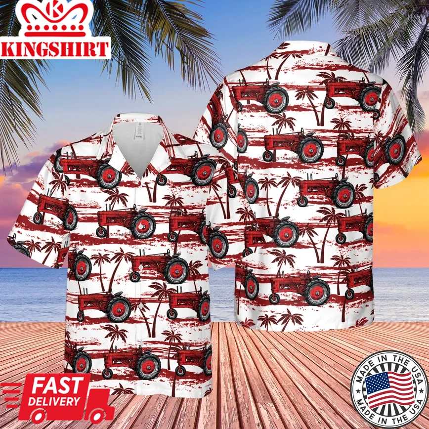 Red Tractor Trendy Hawaiian Shirt Aloha Shirt